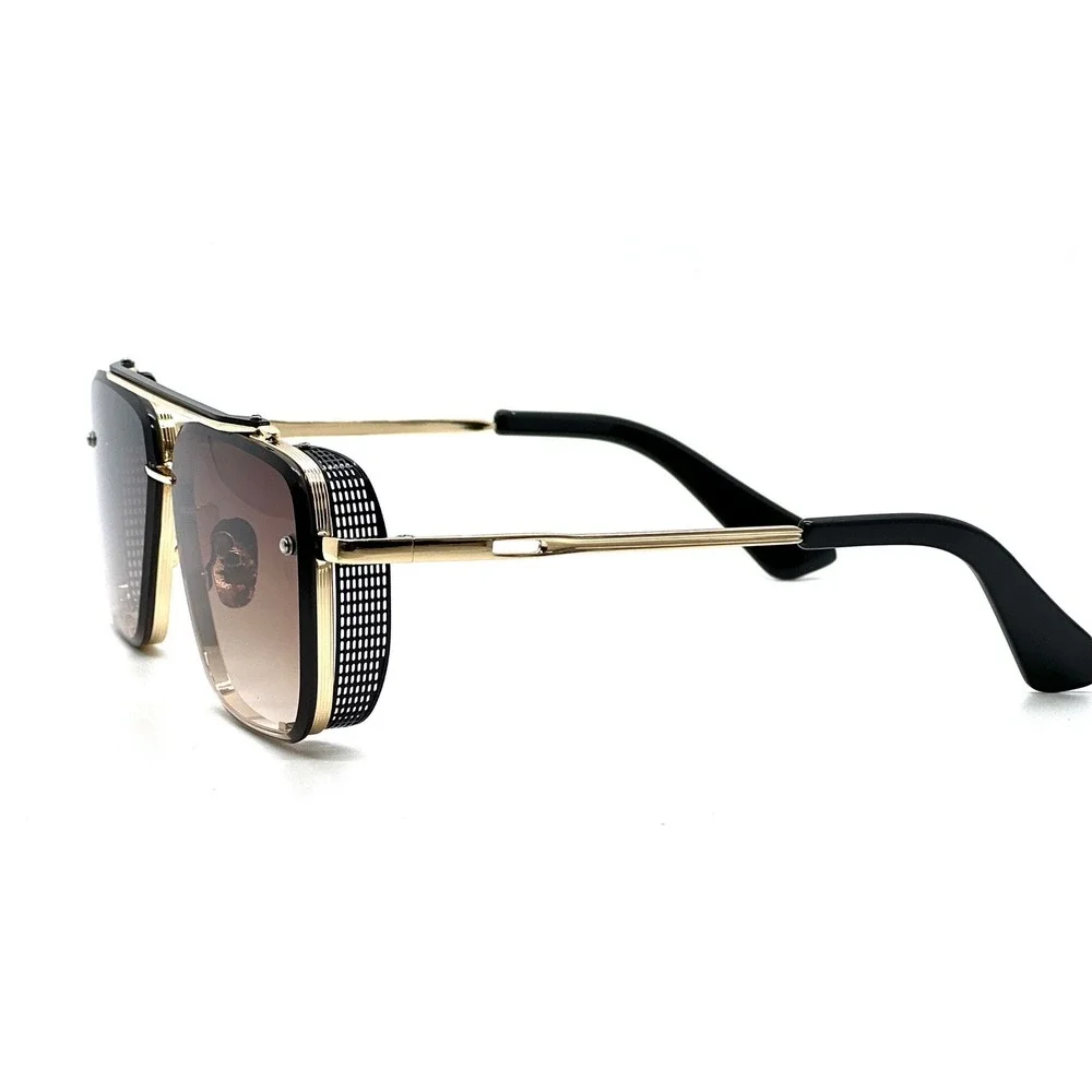 Square Aviator Sunglasses Gold Frame Brown Gradient Lens Fashion‎ Shades Classy